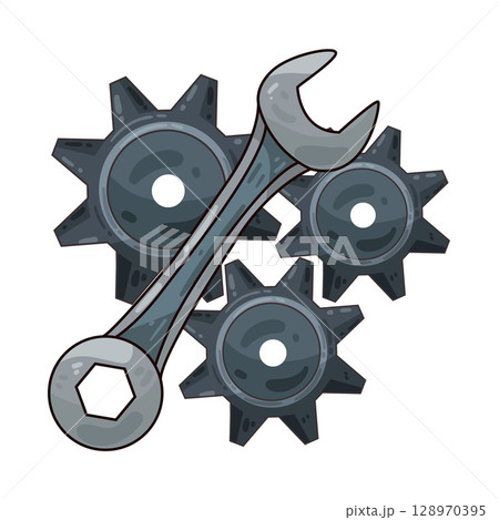 illustration of gear and wrench 128970395