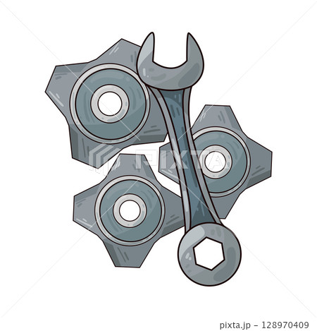 illustration of gear and wrench 128970409