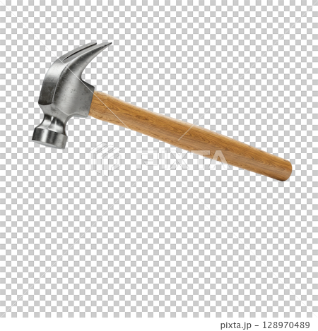 Classic claw hammer with a wooden handle a standard carpentry and construction hand tool Classic claw hammer with a wooden handle a standard carpentry and construction hand tool 128970489