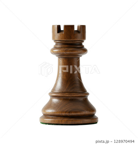 Wooden rook chess piece a symbol of defense and strategy in the classic board game Wooden rook chess piece a symbol of defense and strategy in the classic board game 128970494