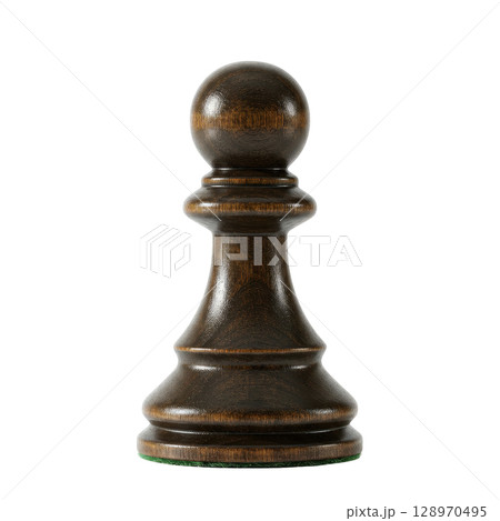 Dark wooden pawn chess piece a symbol of strategy and the common soldier in a board game Dark wooden pawn chess piece a symbol of strategy and the common soldier in a board game 128970495