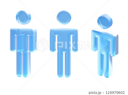 Translucent Glass Male pictogram Symbol 3D graphic 128970602