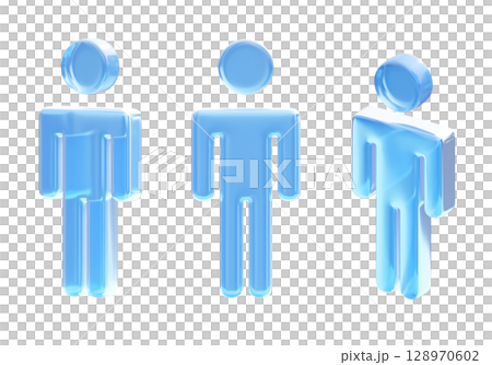 Translucent Glass Male pictogram Symbol 3D graphic 128970602
