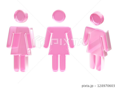 Translucent Glass Female pictogram Symbol 3D graphic 128970603
