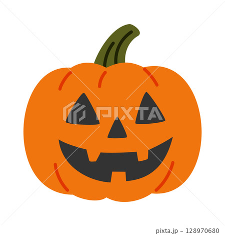ハロウィン　笑顔のジャックオランタンのイラスト 128970680