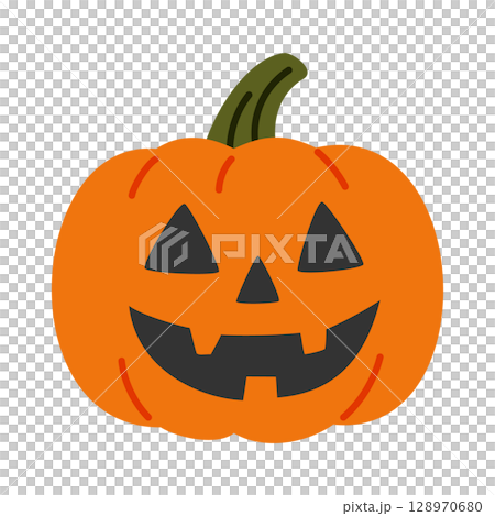 Halloween illustration of a smiling jack-o-lantern 128970680