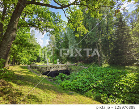 Pavlovsky Park in Saint Petersburg, Ruined Cascade Pavlovsky Park in Saint Petersburg, Ruined Cascade 128970889