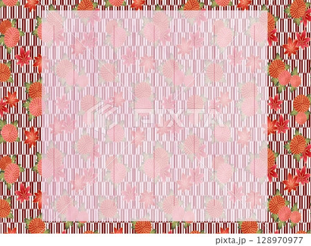 菊と紅葉　便箋　朱　 128970977