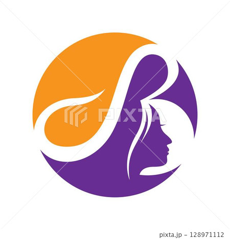 Letter B and Woman Face Logo 128971112
