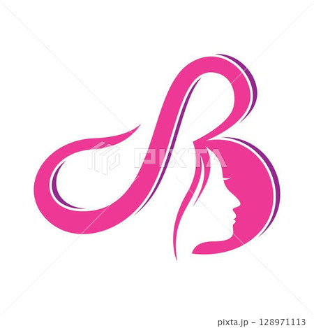 Letter B and Woman Face Logo 128971113