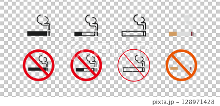 タバコと禁煙のシンプルなアイコンセット 128971428