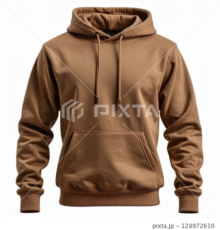 Brown Hoodie Isolated on White Background Warm Cotton Fabric Garment for Autumn Brown Hoodie Isolated on White Background Warm Cotton Fabric Garment for Autumn 128972610