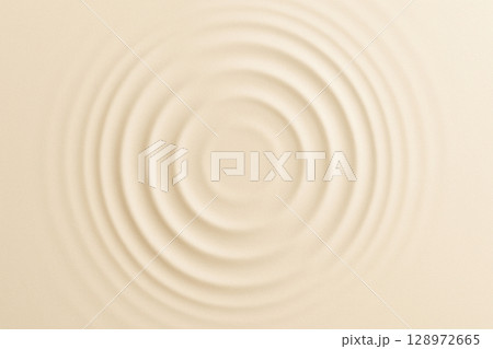 サンドベージュとオフホワイトの波紋背景 128972665