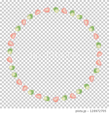 Round wreath of sea glass in hand drawn watercolor style. Translucent pink and green pebbles form a coastal circle. Perfect for summer card template design and other tropical holiday projects. Round wreath of sea glass in hand drawn watercolor style. Translucent pink and green pebbles form a coastal circle. Perfect for summer card template design and other tropical holiday projects. 128972705