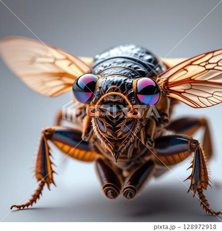 羽化したばかりのセミ 128972918