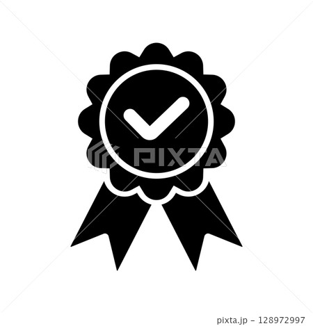 Certification Ribbon Checkmark Symbol Certification Ribbon Checkmark Symbol 128972997
