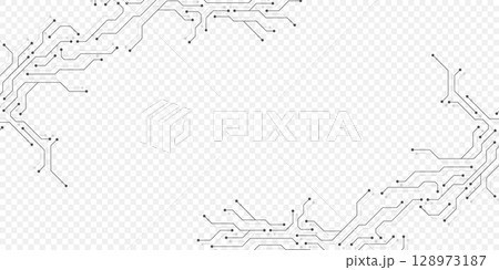 Motherboard digital abstract background. AI circuit board technology texture design. Semiconductor and computer processor on tech banner template concept. Vector illustration 128973187