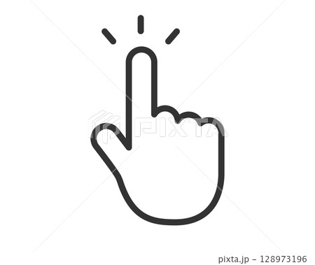 クリックボタン アイコン タッチ操作 手 イラスト | ベクター素材 シンプル 128973196