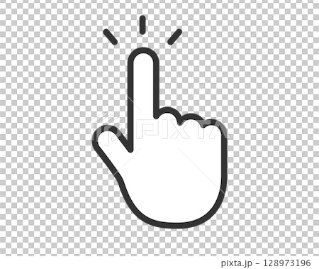 クリックボタン アイコン タッチ操作 手 イラスト | ベクター素材 シンプル 128973196
