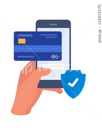 Online payment, security transaction. Mobile banking and internet banking concept. Stock illustration 128973570