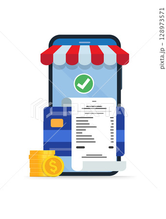 Online pay and electronic bill payment. Mobile banking app design concepts. stock illustration 128973571