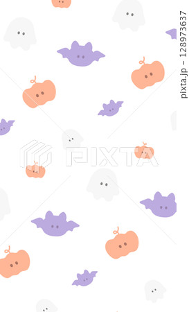 ゆるかわハロウィンパターン　16:9 縦型　PNG 128973637