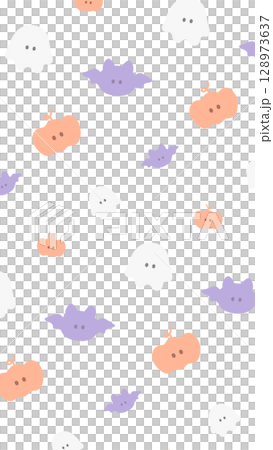 ゆるかわハロウィンパターン　16:9 縦型　PNG 128973637