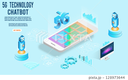 5G Network Technology Smart Devices, Data Transfer, and Wireless Connectivity 128973644