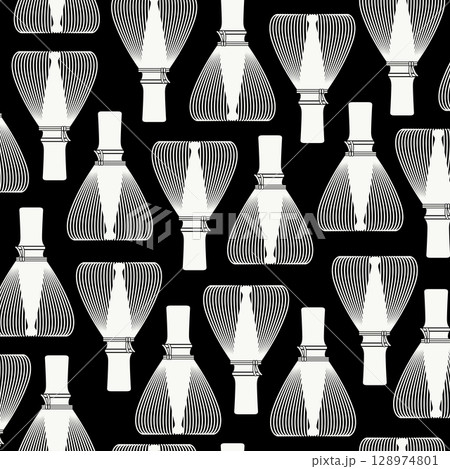 シンプルに描かれた茶道具のモダンな柄, シンプルに描かれた茶道具のモダンな柄, 128974801
