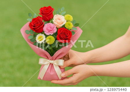 かわいいお花のブーケをもらったよ 128975440
