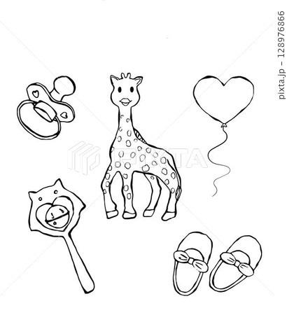 Baby vector items set doodle 128976866