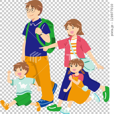 お出かけする家族のイラスト お出かけする家族のイラスト 128977010