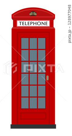 フラットイラスト:赤い電話ボックス フラットイラスト:赤い電話ボックス 128977048