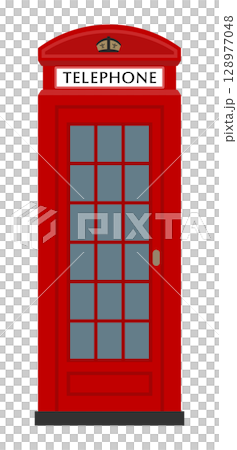 平面插圖： 紅色電話亭 128977048
