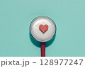 Red Heart on Stethoscope, Healthcare and Heart Health Concept 128977247