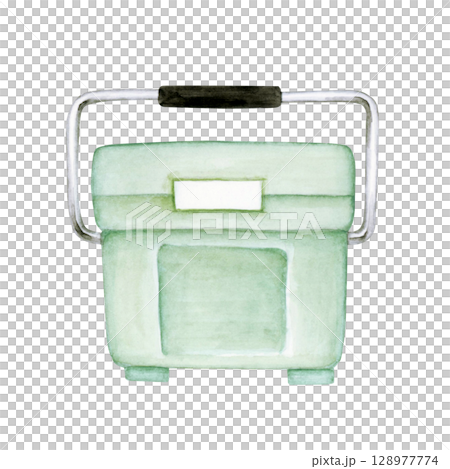 Sea fishing Fishing Cooler box Watercolor illustration 128977774