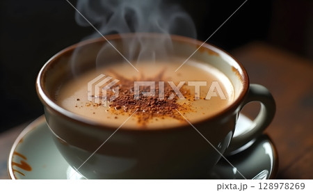 Spiced Chai Tea With Rising Gentle Steam 128978269