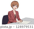 女性のニュースキャスター 128979531