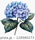 Blue flower with a green stem 128980273