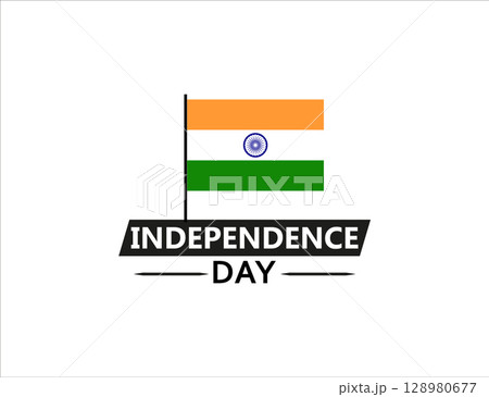 Indian Independence Day Celebration With Flag and Text Graphic. 128980677