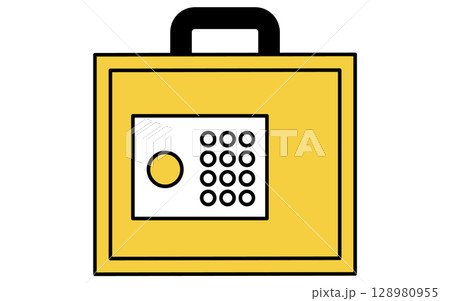 手提げ金庫（テンキ―錠）のシンプルな線画アイコン 128980955