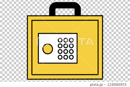 手提げ金庫（テンキ―錠）のシンプルな線画アイコン 128980955