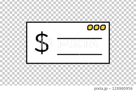 Simple line icon of signing a checkbook 128980956