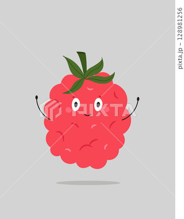 Cute Raspberry with Face and Hands. Funny...のイラスト素材 [128981256] - PIXTA
