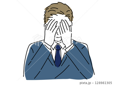 落ち込んで顔を覆うビジネスマン 128981305