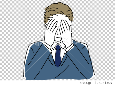 落ち込んで顔を覆うビジネスマン 128981305