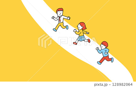 伴走する先生と生徒　リーダーシップのイラスト 128982064