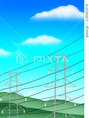 送電線と空 128982078