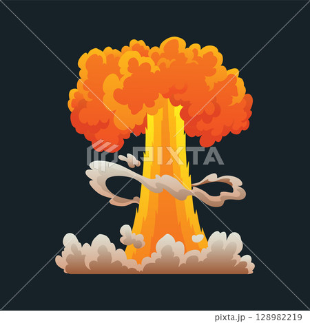 Explosion animation. Animation for game of the explosion effect. Cartoon animation for game. Exploding effect. Hand drawn vector illustration 128982219