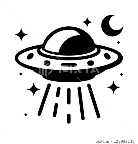 UFO Beaming Light in Starry Night 128982239